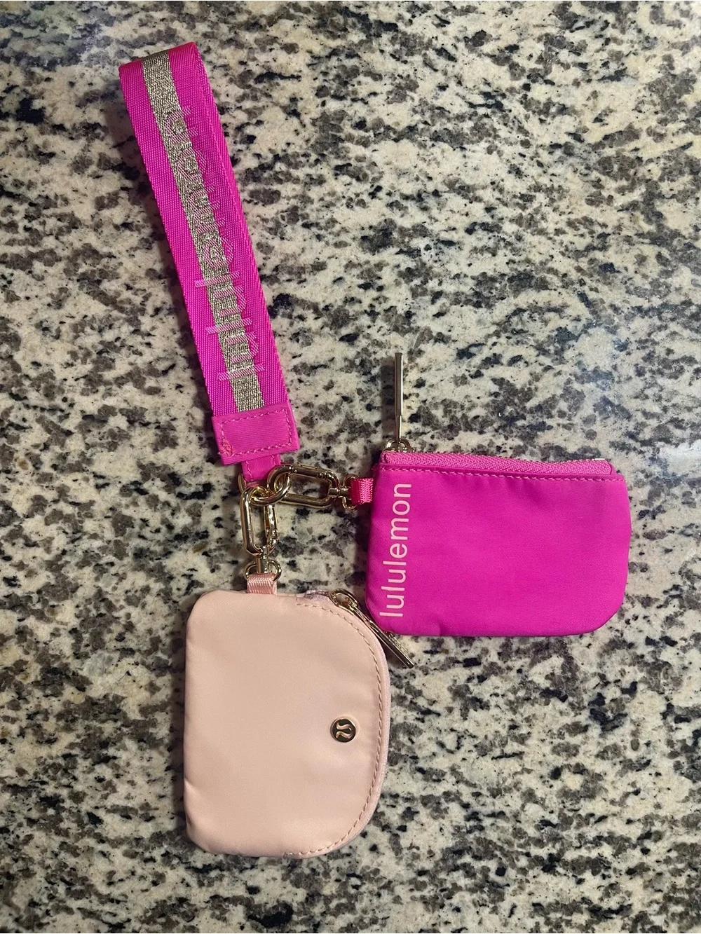 lululemon athletica Hot Pink and Blush Wristlet Key & Card Holder Set